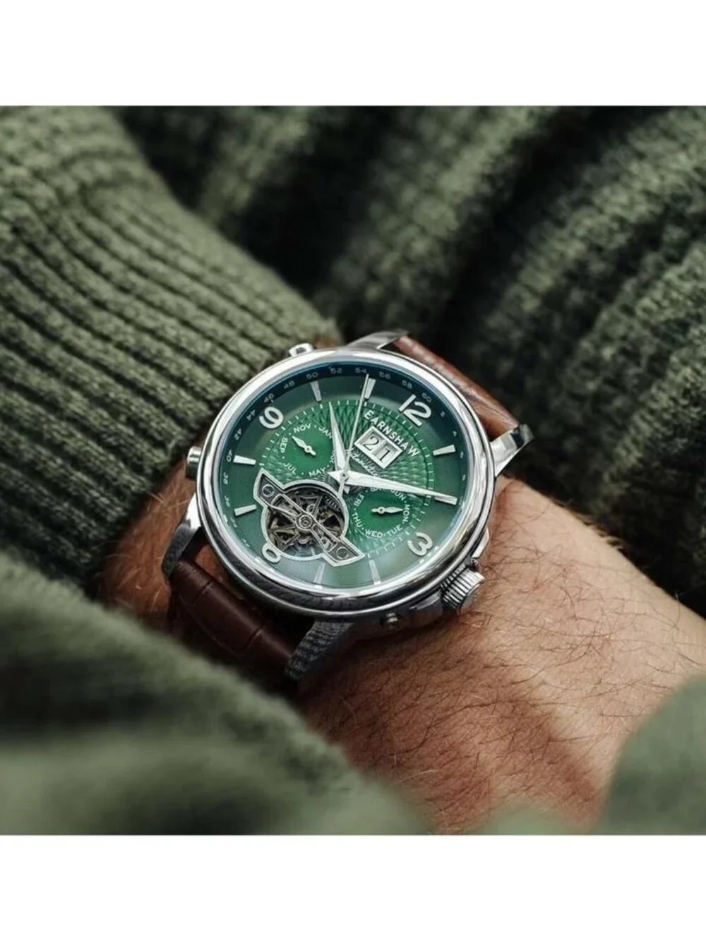 NWT Thomas Earnshaw Marylebone Green Dial Men's Watch